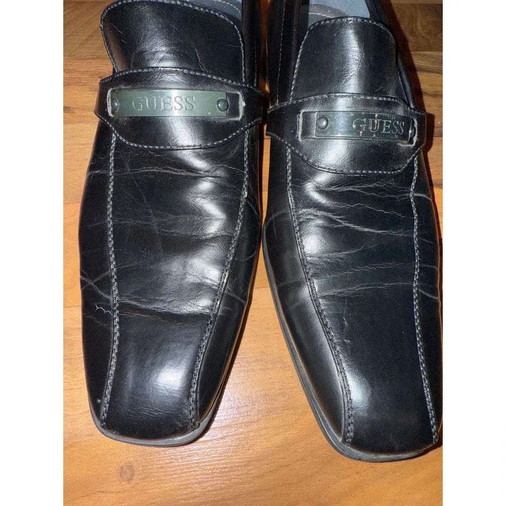 GUESS‎ Men's Black Leather Loafers Dress Shoes Size 11 Formal Party Career work